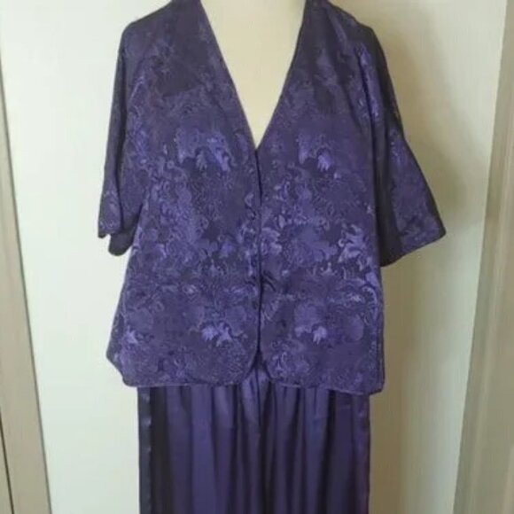 Vintage Victoria’s Secret Gold Label Jacquard Satin Top Pant Set PJ's Loungewear - Picture 2 of 13